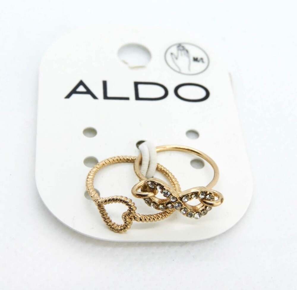 Aldo Gold Rings - Infinity and Heart Stackable Minimalist Cute Rings - Picture 1 of 5